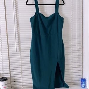 strap dress with slit on left leg side